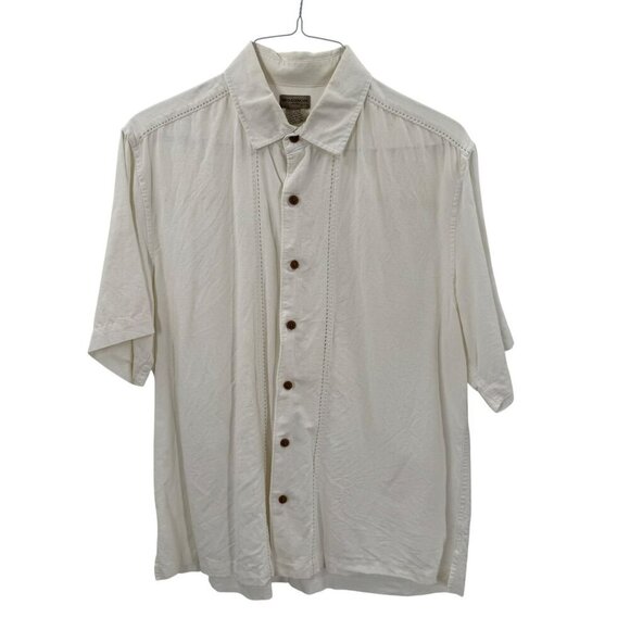 Madison Clothing Co. Mens White Linen/Cotton Blend Button Down Shirt Size L - Picture 1 of 5